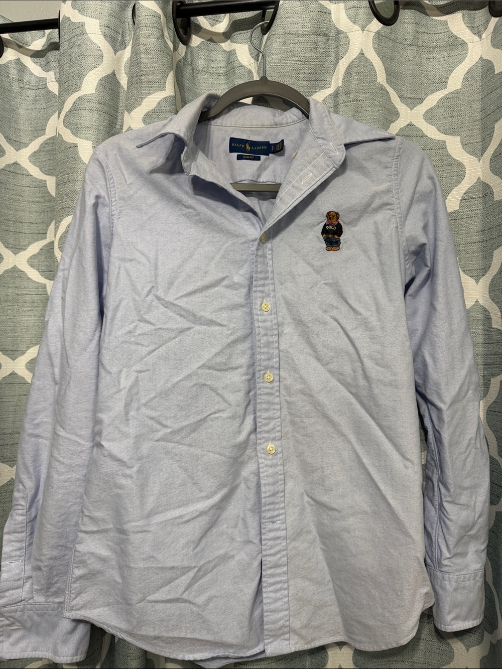 Ralph Lauren Light Blue Oxford Button-Down with Polo Bear ( small flaw)